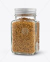 Square Glass Jar with Fenugreek Seeds Mockup