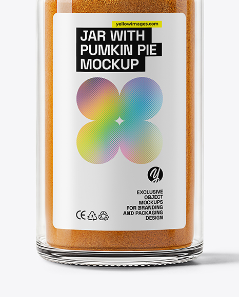 Clear Glass Jar with Pumpkin Pie Spice Mockup