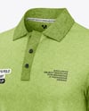 Men's Heather Long Sleeve Polo Shirt Mockup - Half Side View