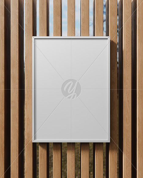 Framed Poster on a Wooden Wall Mockup