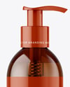 Amber Cosmetic Bottle with Pump Mockup