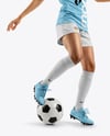 Woman Wearing Soccer Jersey and Shorts Mockup