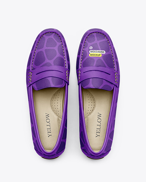Pair of Women's Leather Moccasins Mockup - Shoe mockups