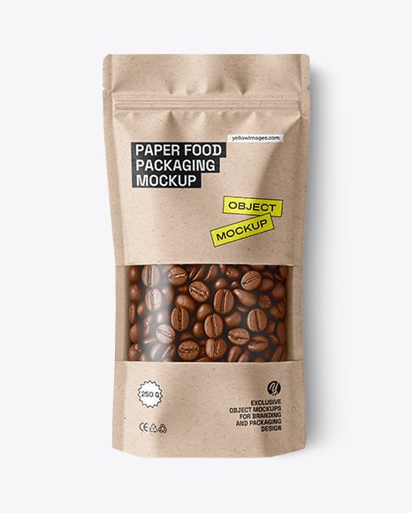 Paper Pouch With Coffee Beans Mockup - Cylindrical box mockup