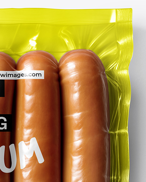 Clear Plastic Flow-Pack with Sausages Mockup
