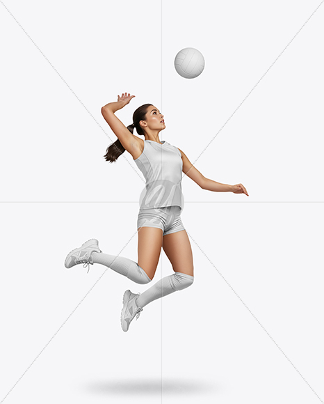 Woman Wearing Full Volleyball Kit with Ball Mockup