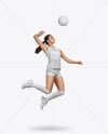 Woman Wearing Full Volleyball Kit with Ball Mockup
