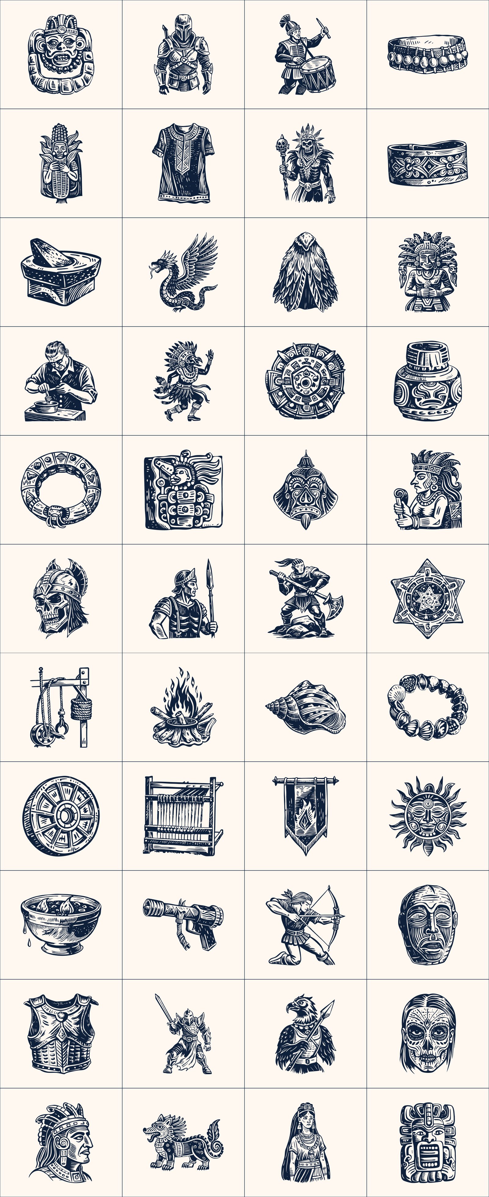 Vintage Maya Icon Set