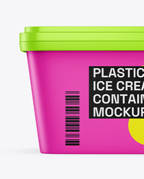 Matte Plastic Ice Cream Container Mockup – Front View