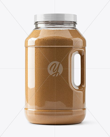 Clear Plastic Jar with Grounded Coriander Mockup