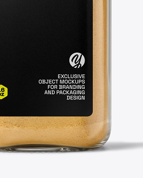 Square Glass Jar with Ground Ginger Mockup