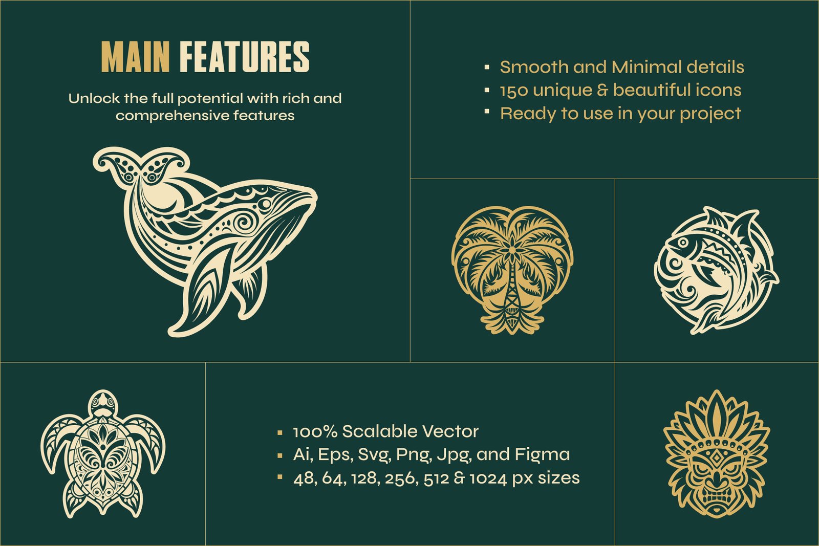 Hawaiian Symbols Art Set