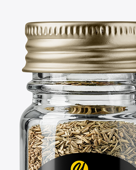 Glass Spice Jar with Thyme Mockup