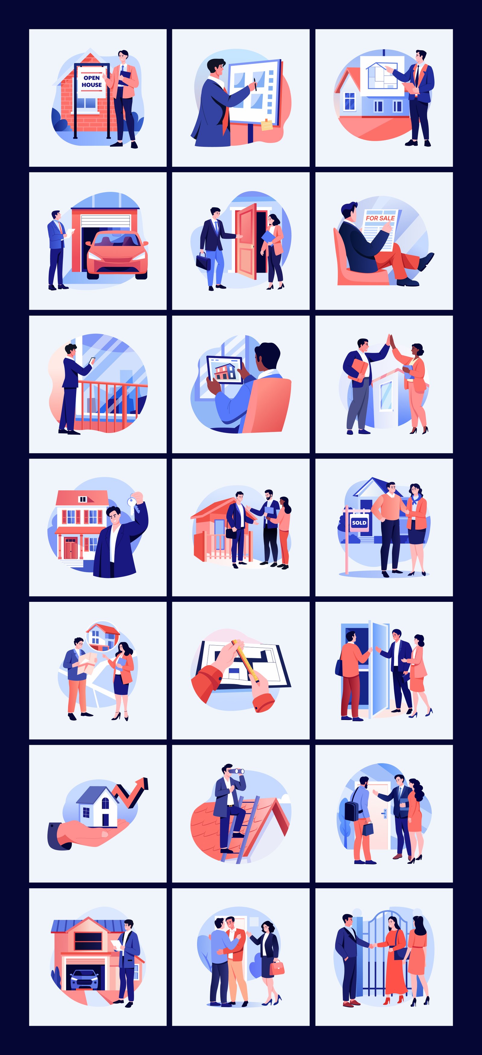 Real Estate Sale Illustration Art Set