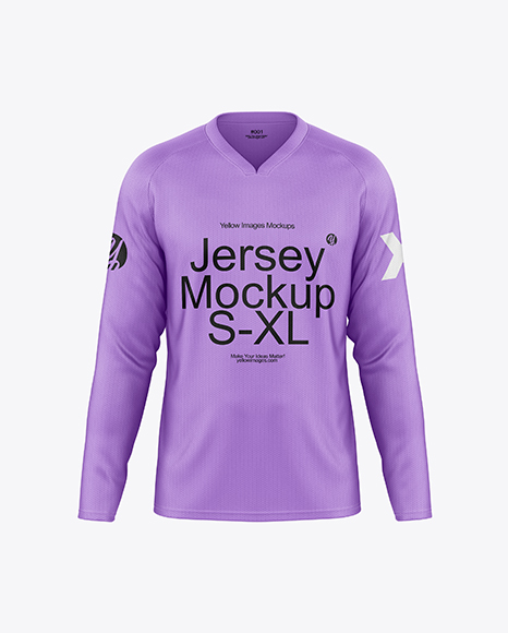 Raglan Long Sleeve Jersey - Front View - Mockup jersey depan belakang psd