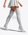 Pair of Over-The-Knee Boots on Women's Legs with Skirt Mockup