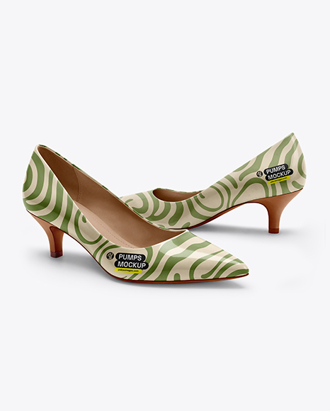 Pair of Kitten Heel Pumps Mockup - Branding identity mockup