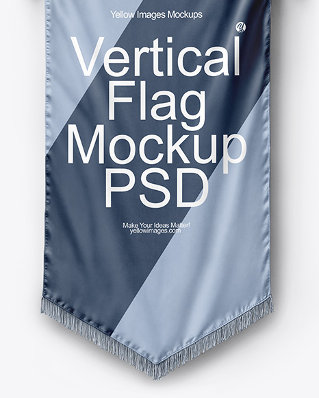 Vertical Flag With Metallic Pole Mockup