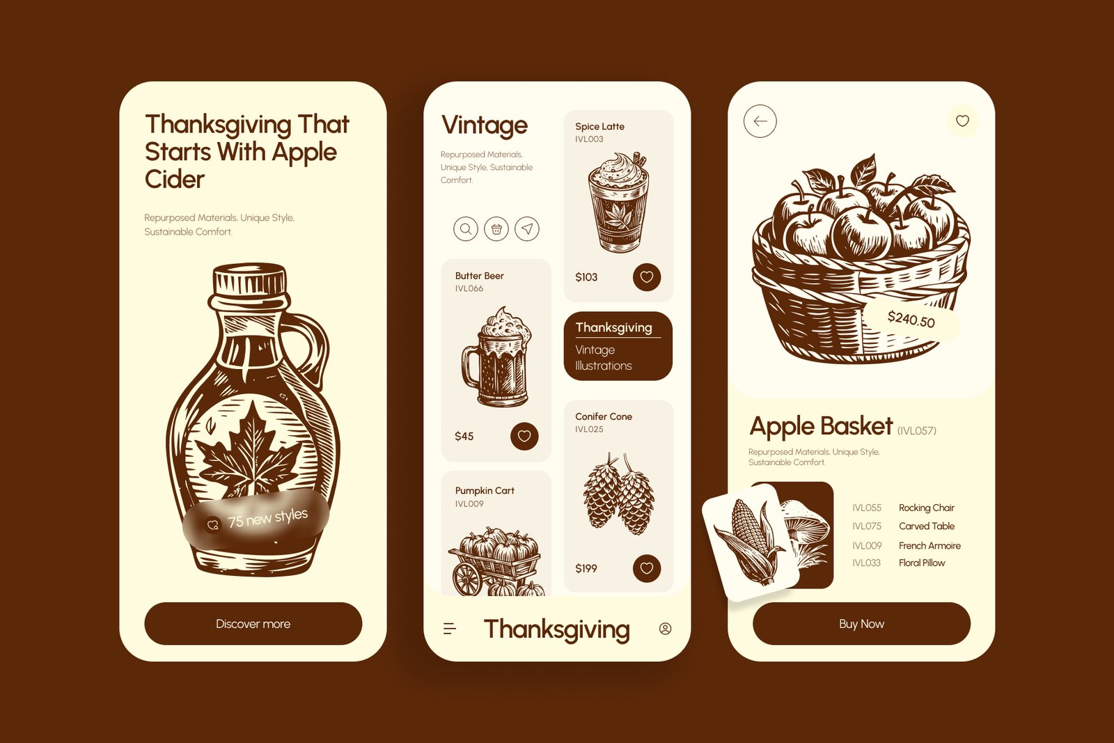 Vintage Thanksgiving Art Set