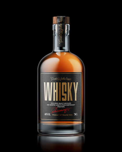 Oslo Whiskey Bottle on Black Background Mockup