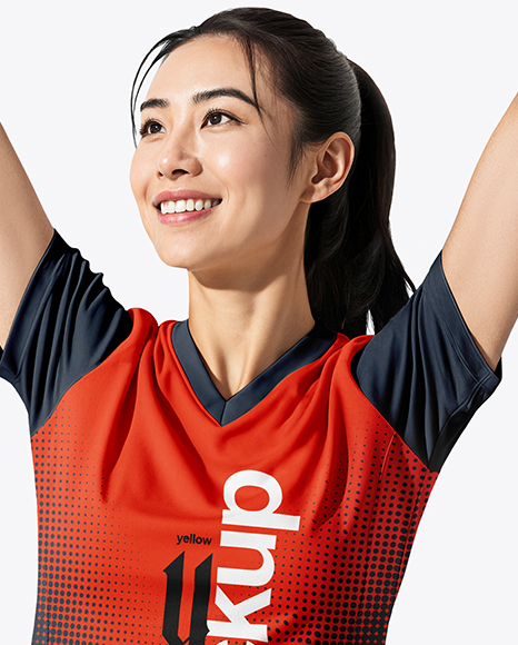 Asian Woman Wearing Table Tennis Uniform Mockup