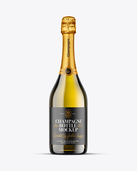 Antique Green Glass Champagne Bottle Mockup
