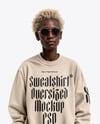 Black Woman Wearing Oversize Sweatshirt and Sweatpants Mockup