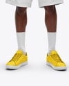 Black Man Wearing Hoodie and Shorts Mockup