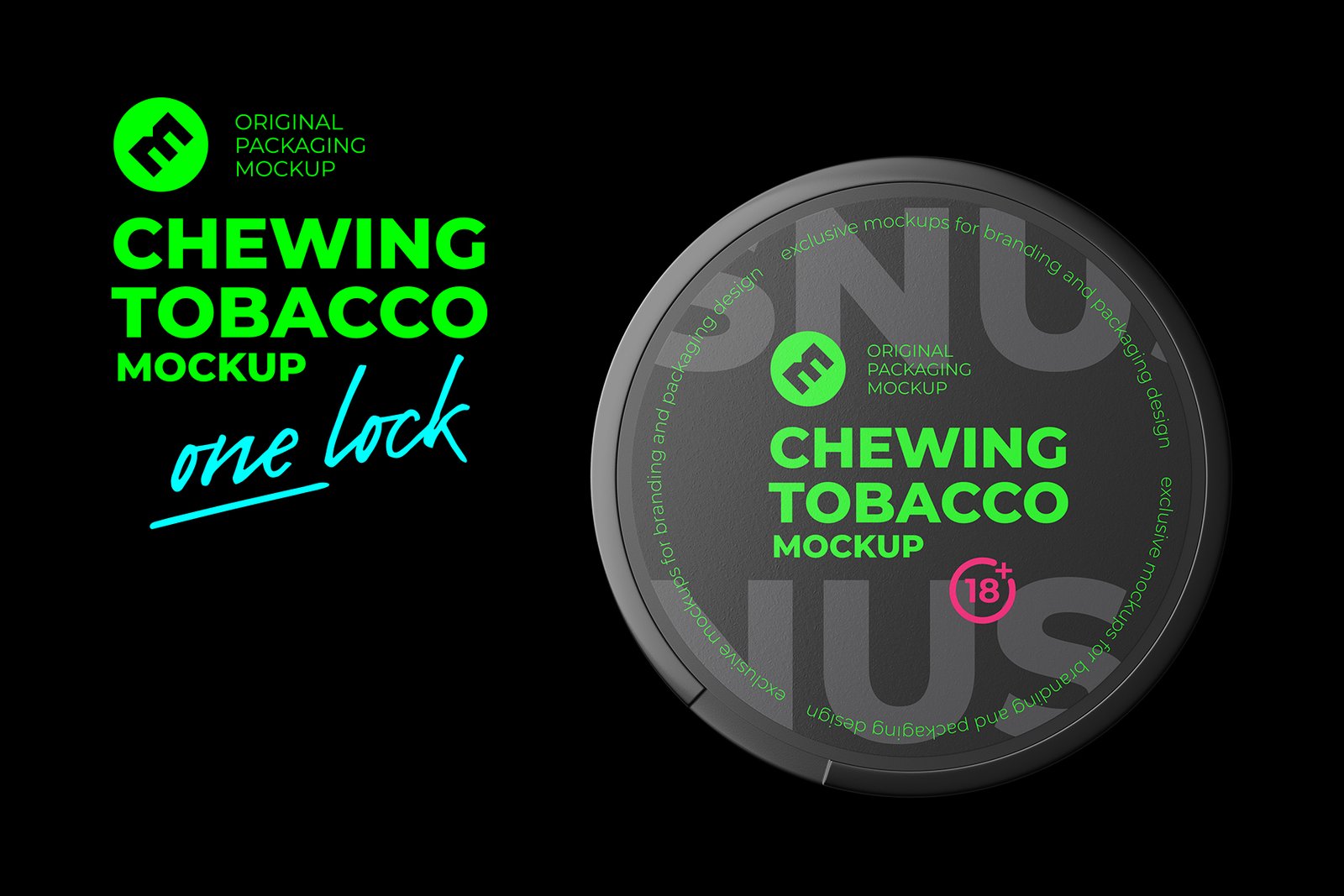 Snus Chewing Tobacco Can Mockup. Top view. With One Lock