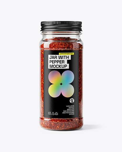 Glass Jar with Grounded Aleppo Pepper Mockup