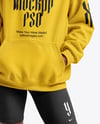 Afro-American Woman Wearing Hoodie and Bike Shorts Mockup
