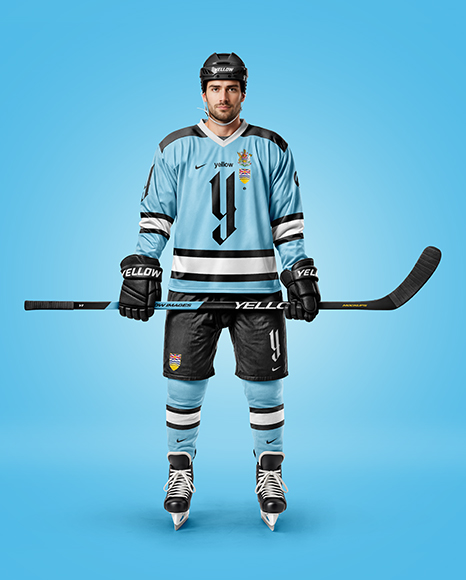 Man Wearing Full Ice Hockey Kit Mockup