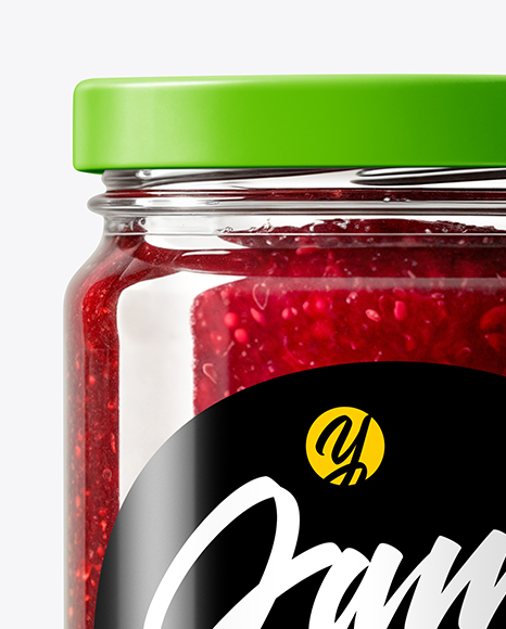 Glass Jar with Cherry Jam Mockup