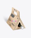 Triangular Kraft Box with Wine Bottle Mockup