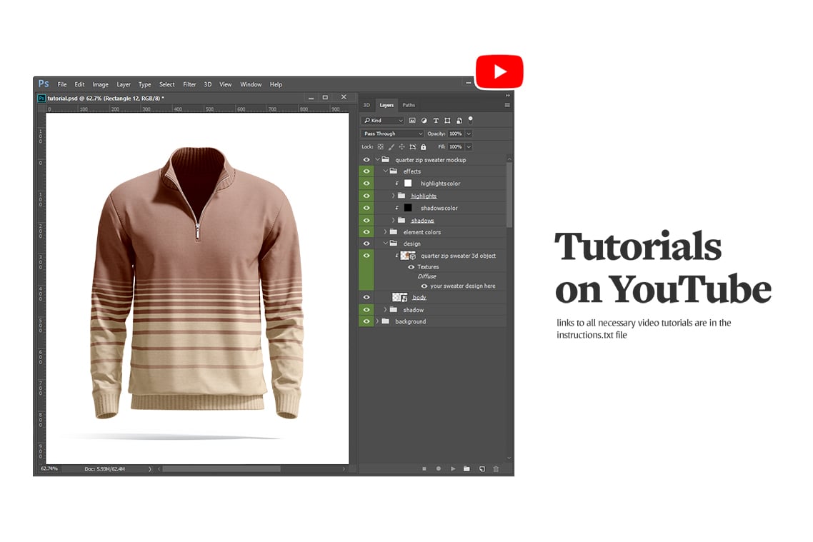 Quarter Zip Sweater Animated Mockup