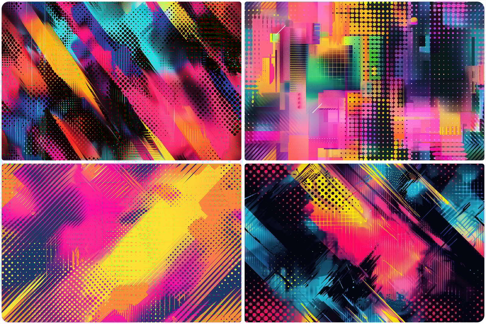 20 Vibrant Halftone Glitch Backgrounds