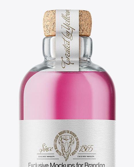 Clear Glass Liquor Bottle with Cork Mockup