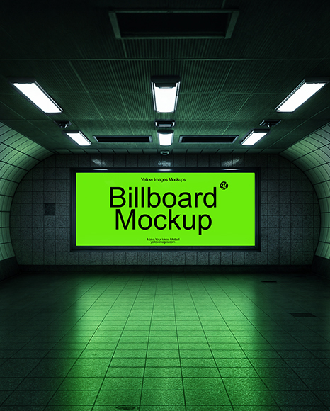 Billboard in Underground Passage Mockup - Billboard mockup