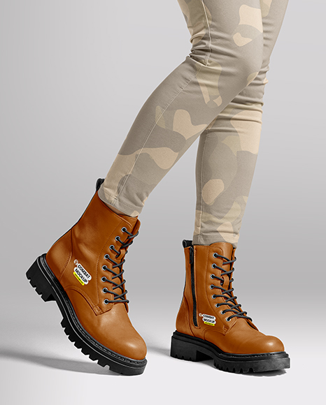 Combat Boots on Women's Legs with Leggings Mockup