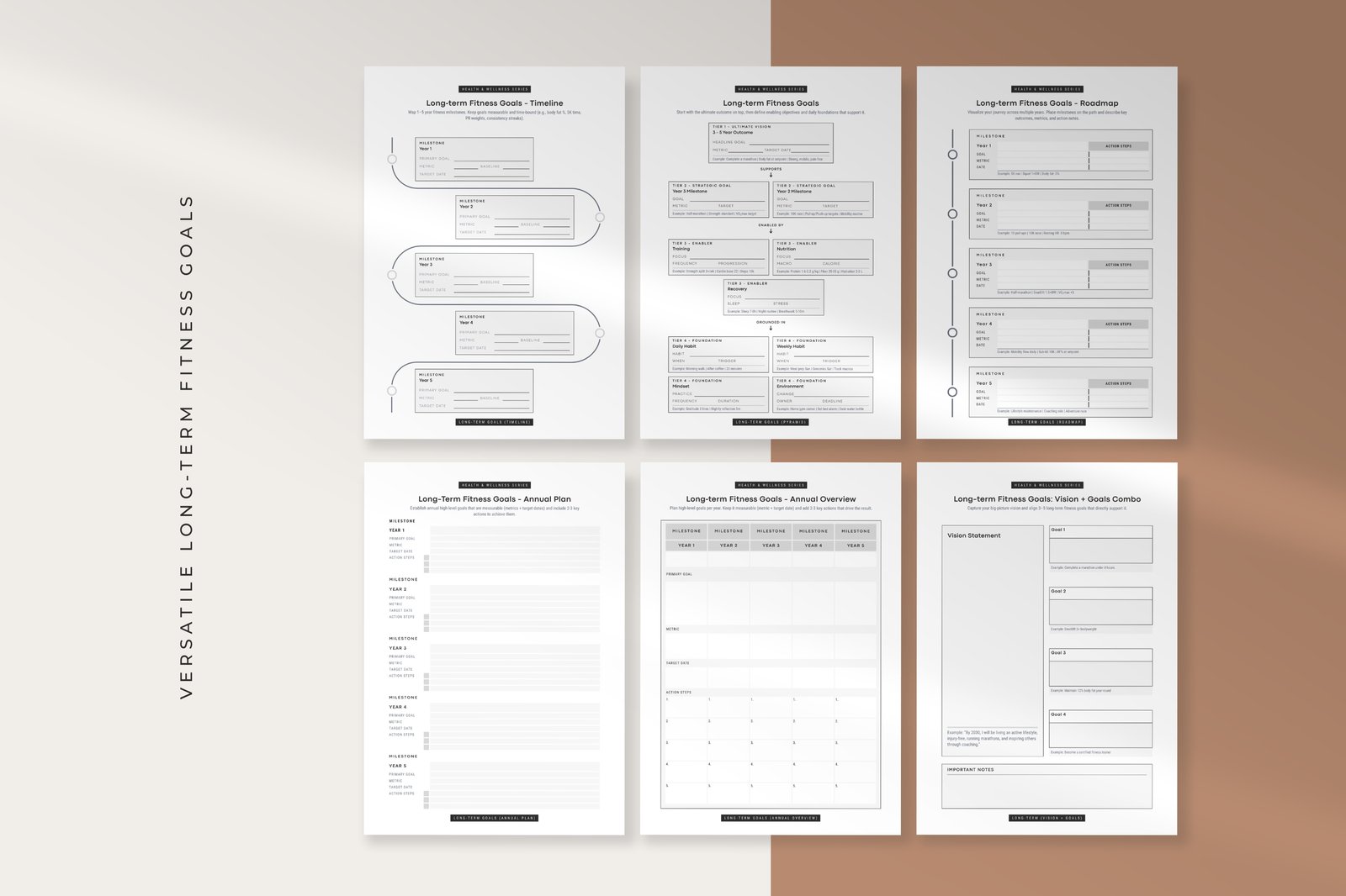 Health and Fitness Planner Bundle | Canva Templates