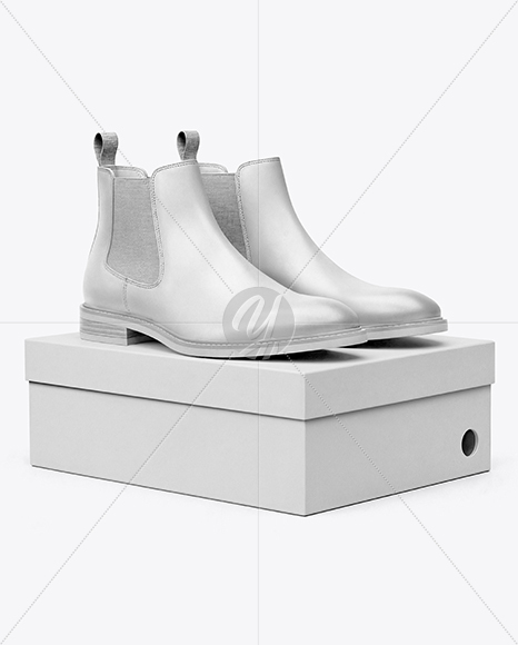 Pair of Chelsea Boots with Shoe Box Mockup