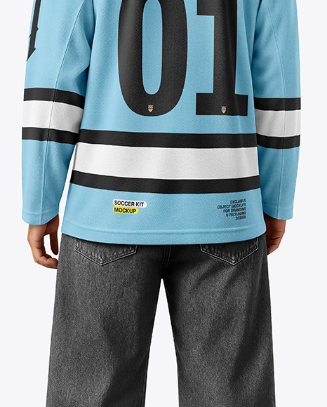 Man Wearing Ice Hockey Jersey Mockup - Back View