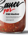 Clear Glass Jar with Salsa Sauce Mockup