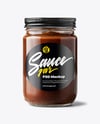 Glass Jar with Chocolate Fudge Sauce Mockup
