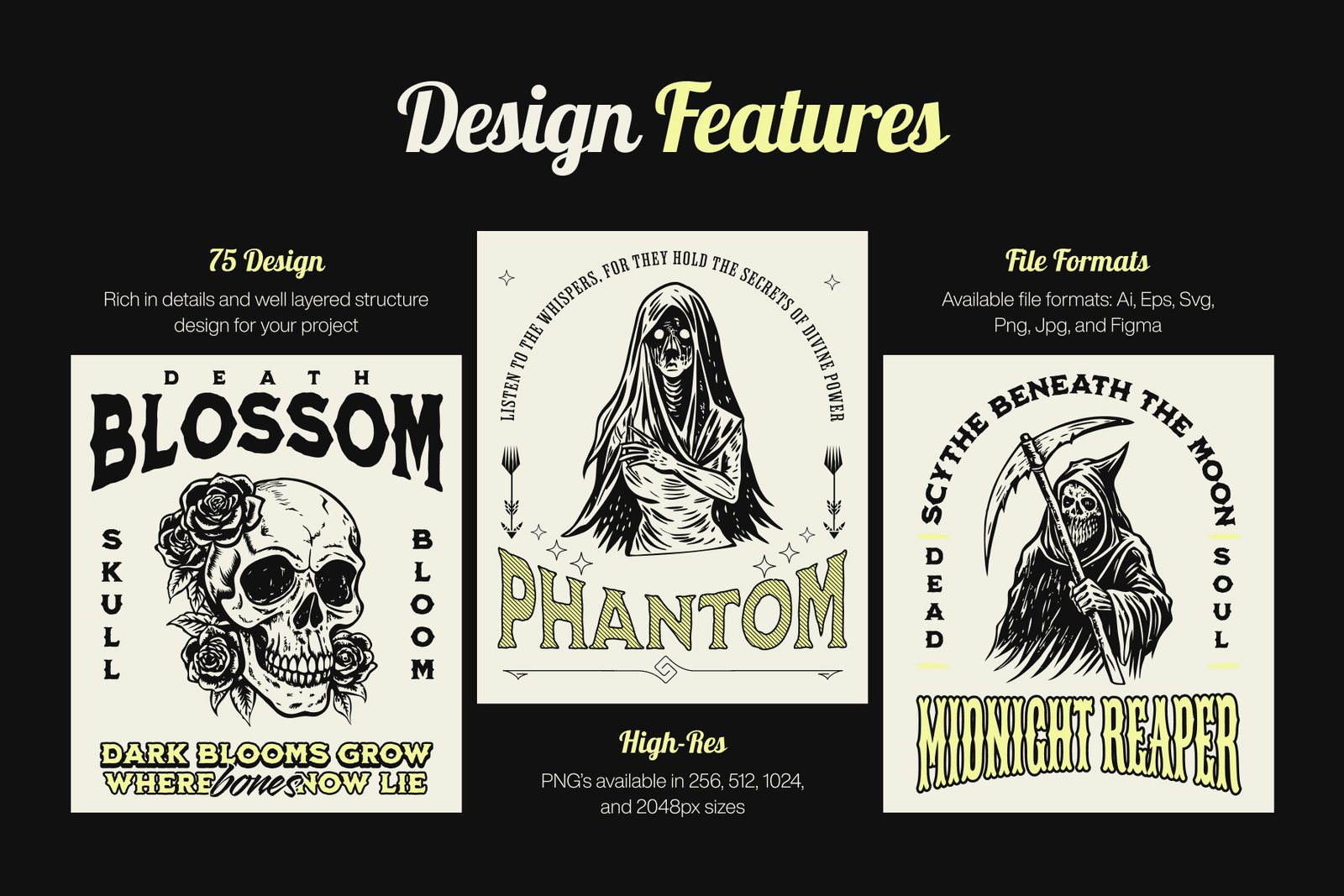 Vintage Gothic Illustration Art Set