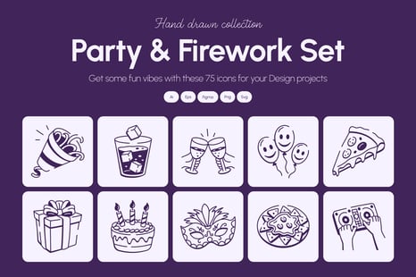 Party and Firework Doodle Set - Creative Store