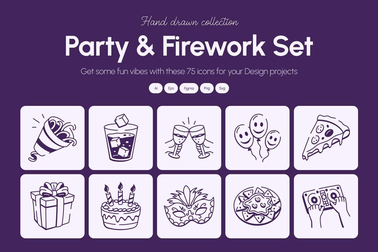 Party and Firework Doodle Set