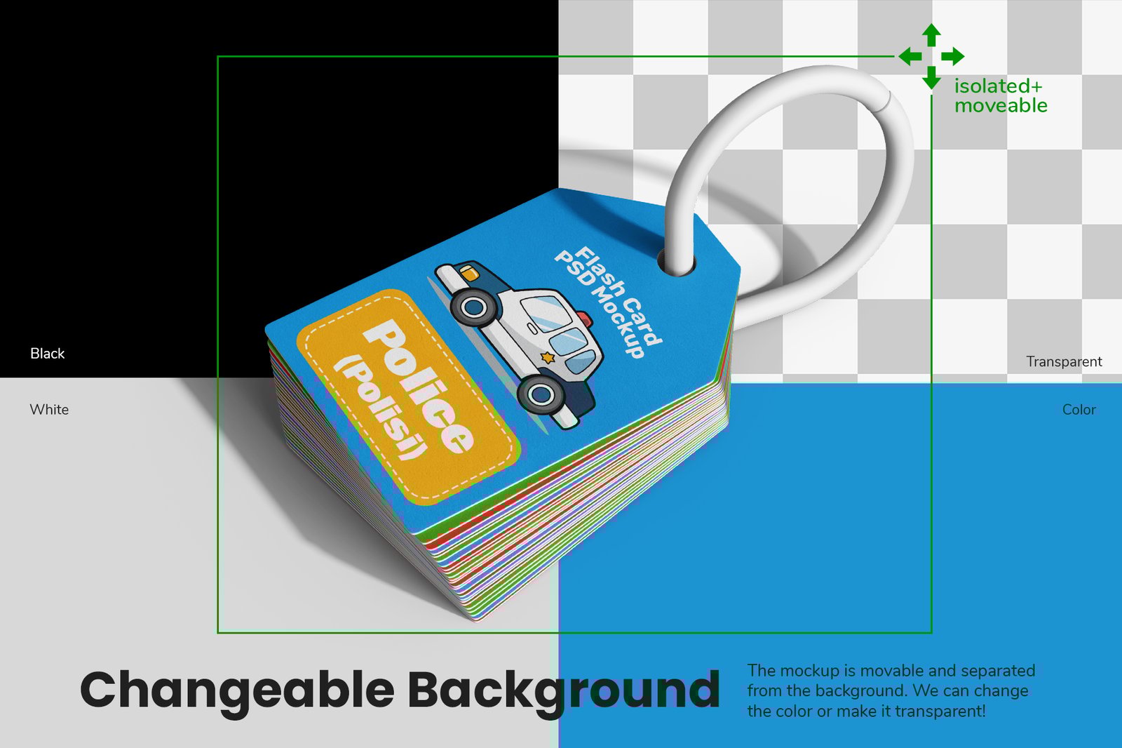 Educational Flash Card PSD Mockup Set