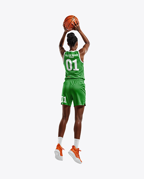 Black Woman Wearing Full Basketball Kit Mockup - Black sweater mockup