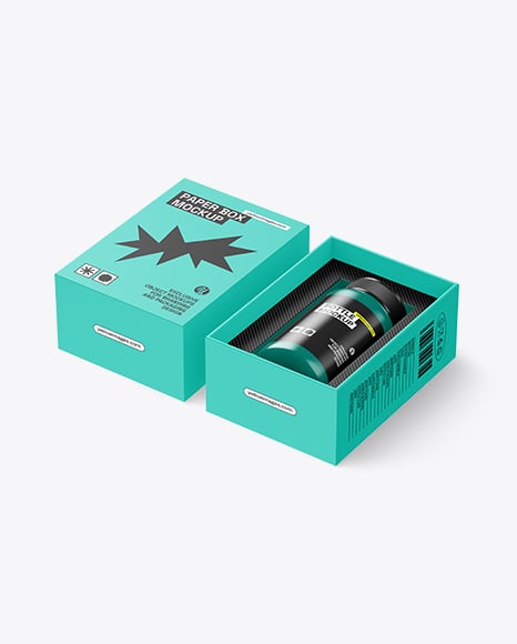 Pills Bottle in a Box Mockup - Bottle